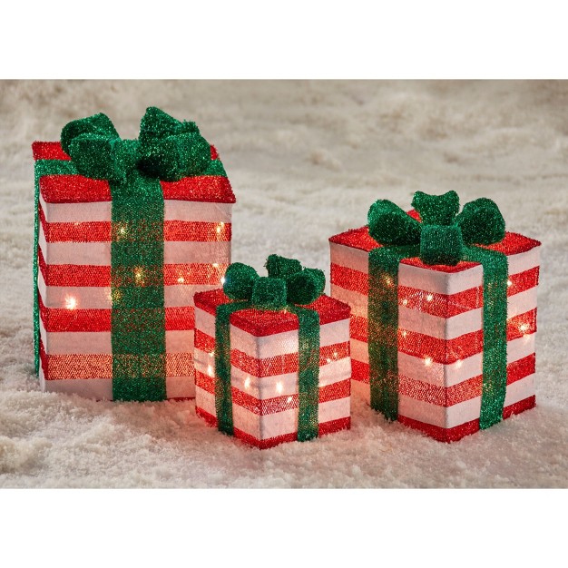 Brylanehome Pre lit Gift Boxes Set Of 3 Christmas Decoration