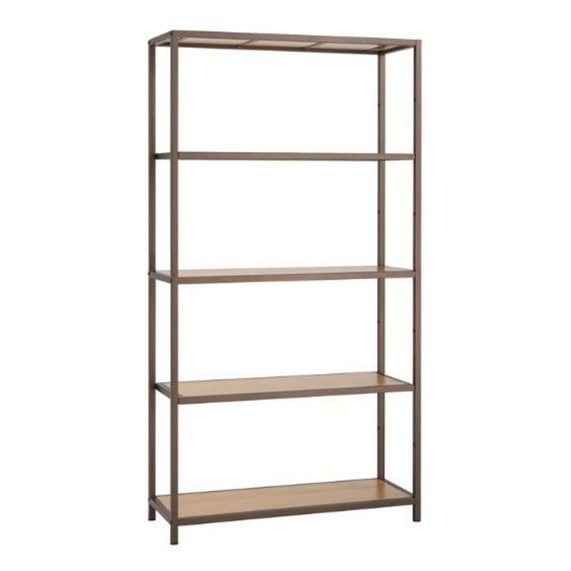 Heavy Duty 5-shelf Steel Frame Shelving Unit With Bamboo Shelves