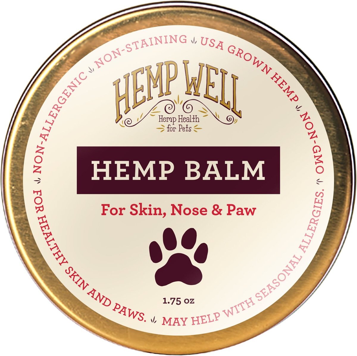 Hemp Well Cat and Dog Skin， Nose and Paw Hemp Balm， 1.75-oz tin