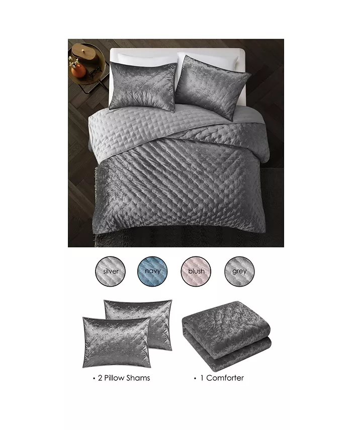 Grace Living Prudence Velvet 3pc King California King Comforter Set