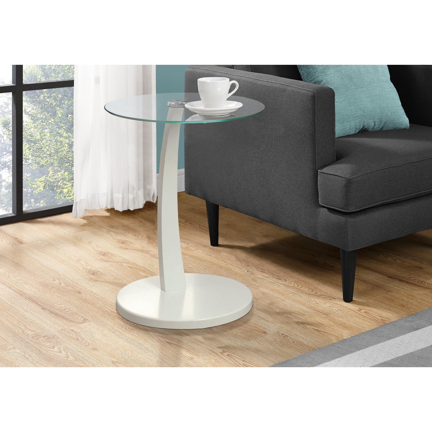 Monarch 3017 White Bentwood With Tempered Glass Accent Table