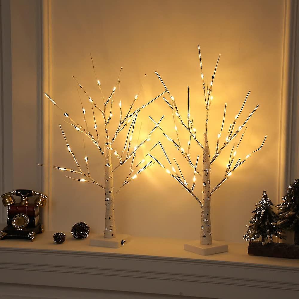 2pcs Birch Tree Ed Warm Led Artificial Fy