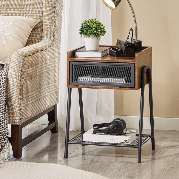 Taomika Mid century Modern Side Table/End Table，Rustic Brown