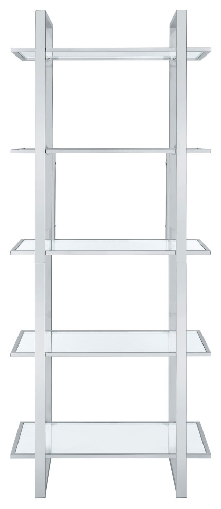 Hartford Glass Shelf Bookcase Chrome   Modern   Bookcases   by Modon  Houzz