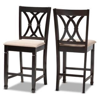 Baxton Studio Reneau 43 in. Sand Brown and Espresso Bar Stool (Set of 2) 153-2PC-9595-HD