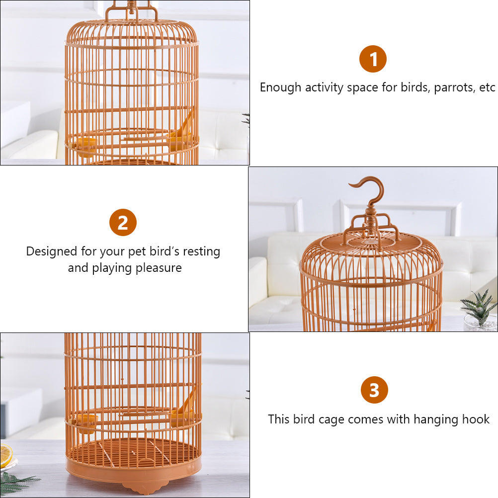 Frcolor Cage Bird Round Cages Parakeet Hanging Parrotplasticstand Small Parakeets Budgie Cage Travel Birdcage Lovebird