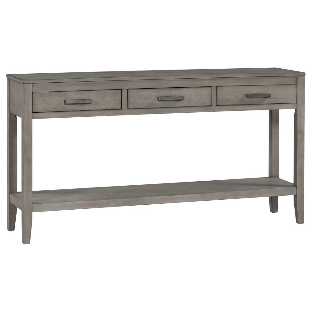 59 Inch Solid Wood and MDF Console Table with one Shelf