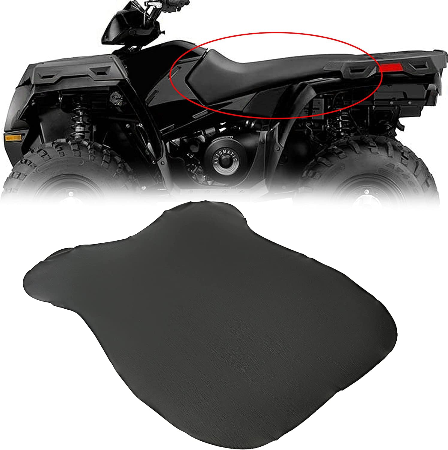 Kojem Black Leather Seat Cover Replacement for ATV Polaris Sportsman 2005 - 2014 400 450 500 600 700 800