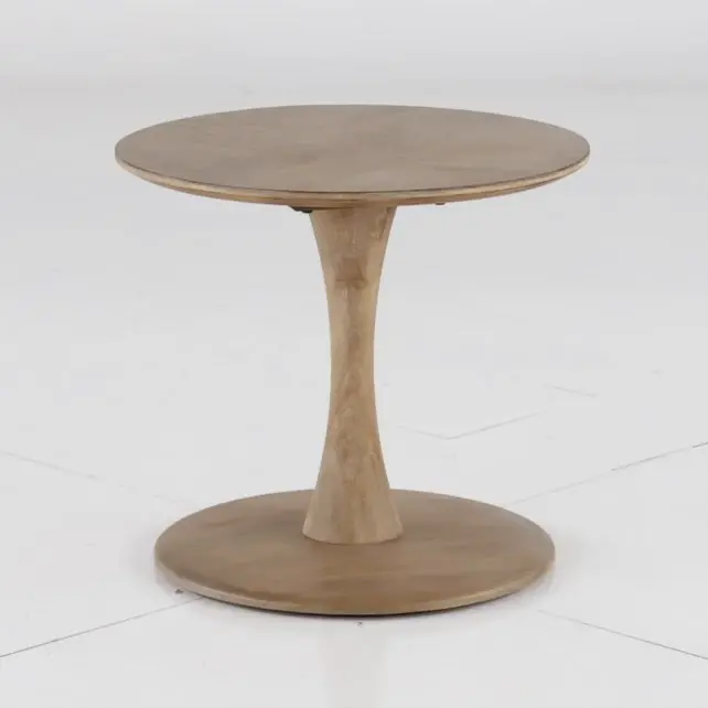 Oblique Natural Elm Round End Table