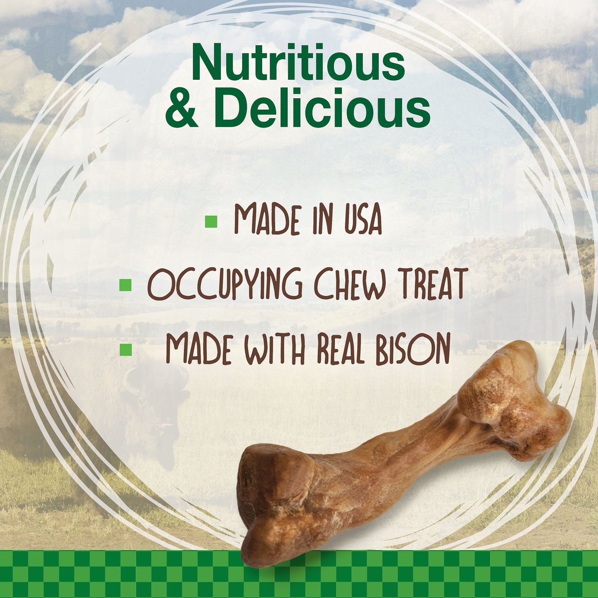 Nylabone Healthy Edibles Wild Natural Long Lasting Bison Flavor Dog Chew