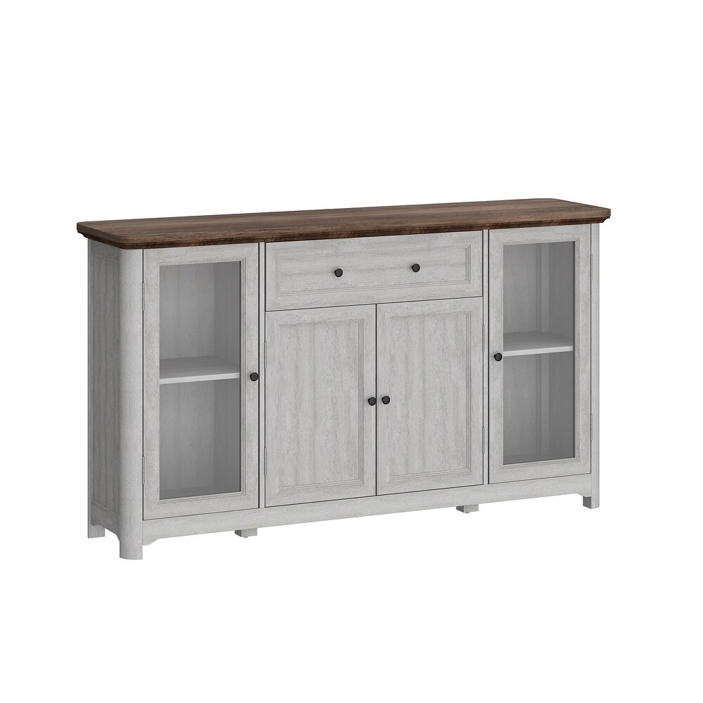 Console Table Elegant Farmhouse Buffet and Bookcase Gray/Brown Finish   63\