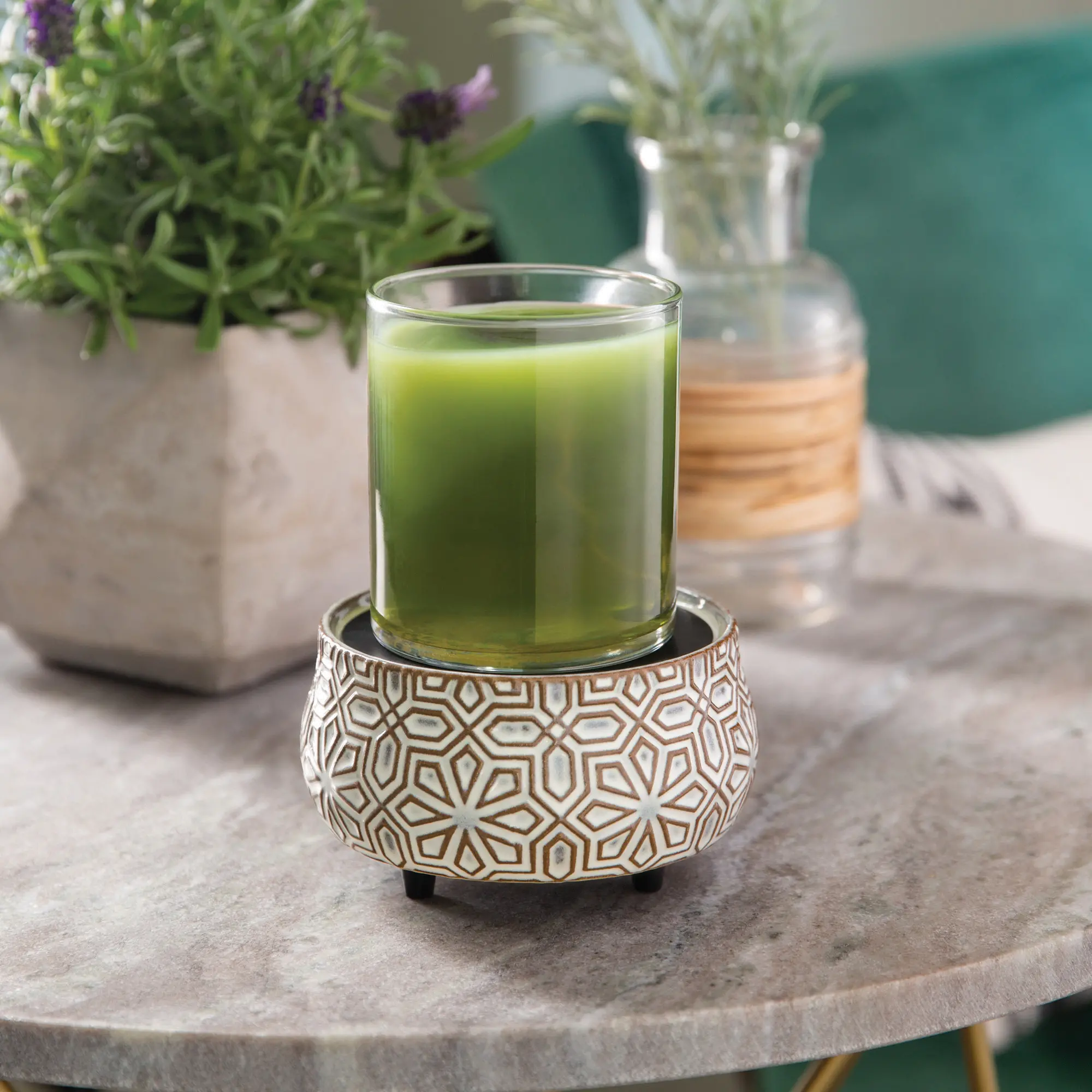 Bronze and White Geometric 2-In-1 Fragrance Warmer