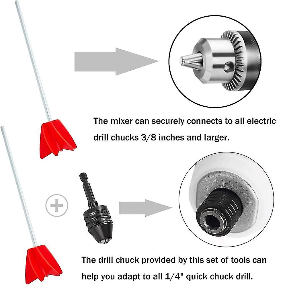 Paint Mixer and Epoxy Mixer Attachment With 1/4inch Hex Shank Drill Chuck For Mixes Epoxy Resin，latex