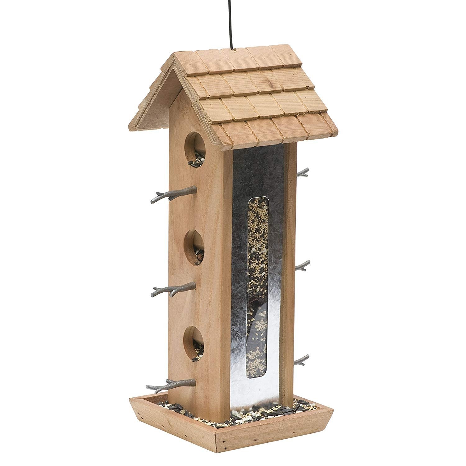 Perky-Pet Brown Wood Tin Jay Wild Bird Feeder - 2 lb Capacity