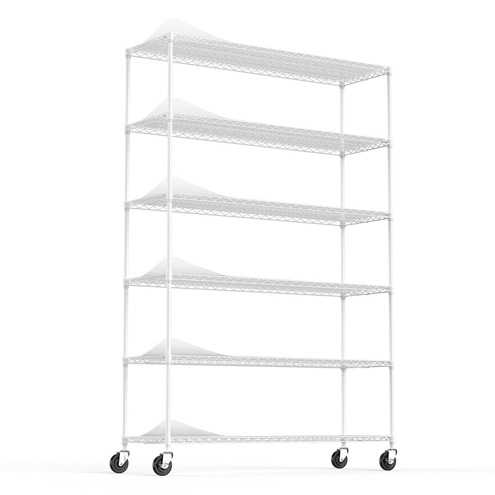6 Tier 6000lbs Capacity NSF Metal Shelf Wire Shelving Unit with Wheels and Liners for Kitchen  Garages