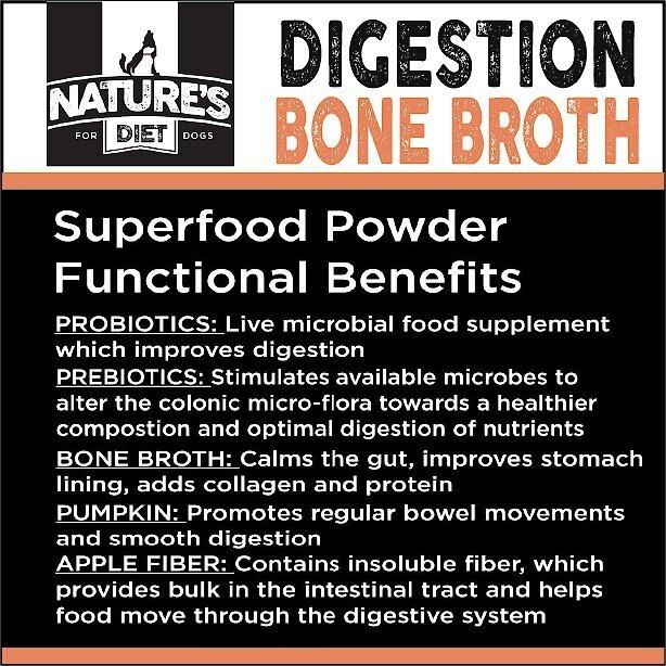 Nature's Diet Digestion Bone Broth Dry Dog and Cat Food Topping， 6-oz jar