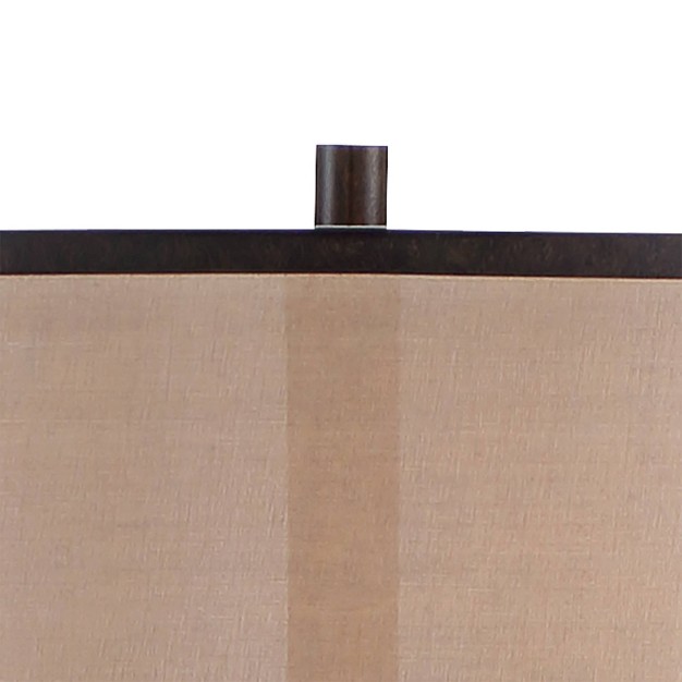 Tall Bronze Metal Sheer Organza Outer Linen Fabric Inner Double Drum Shade For Living Room