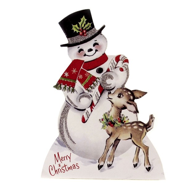 Christmas Sparkle Snowman amp Deer 1 Dummy Boards 9 00 Inches Dummy Board Lowe Winter Rl9825 Wood White