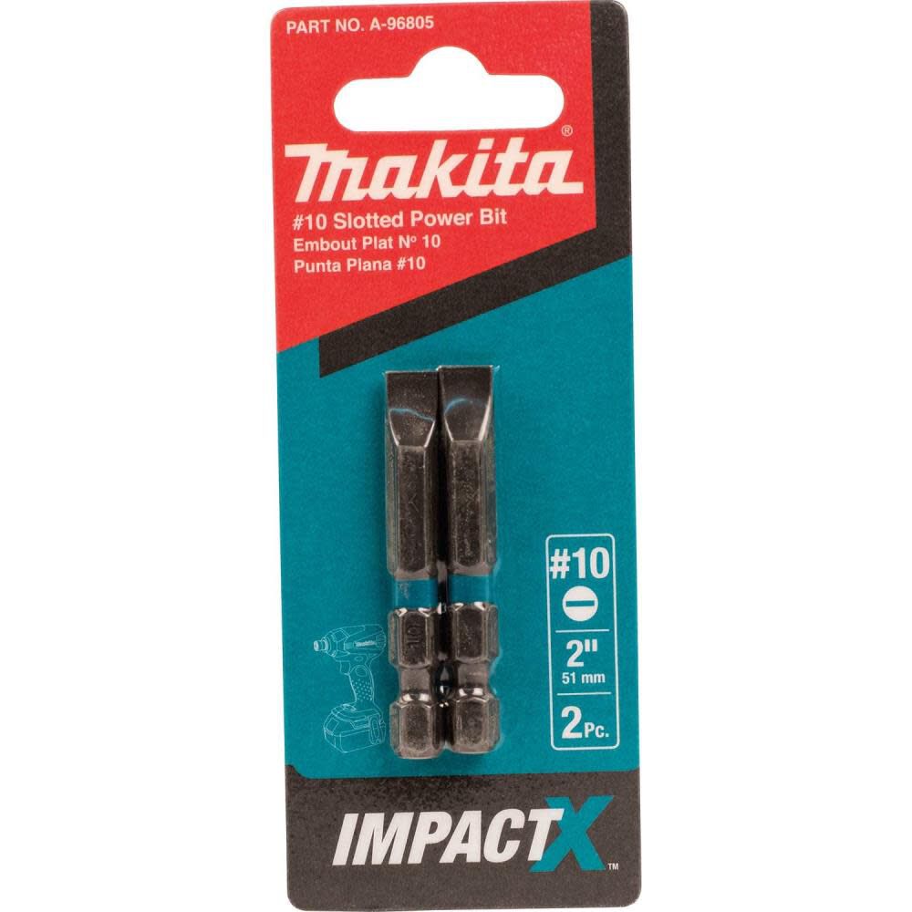 Makita Impact X #10 Slotted 2 Power Bit 2/pk A-96805 from Makita