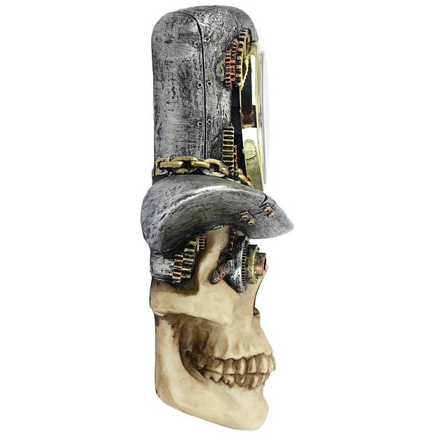 Design Toscano Steampunk Mad Hatter Skull Sculptural Wall Clock