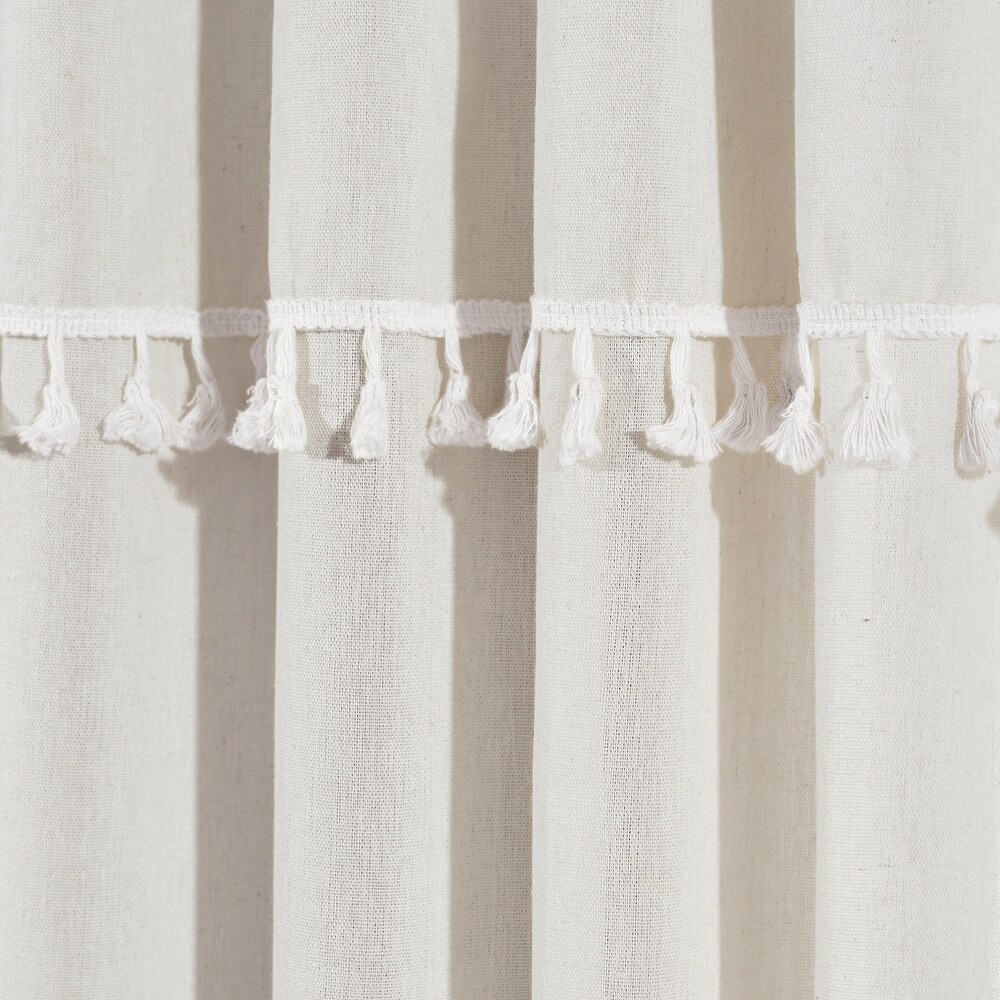 Lush Decor Ivy Tassel Faux Linen Window Curtain Panel Pair   84\