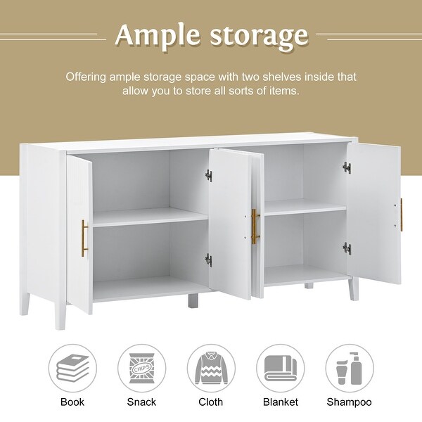 U-Style Accent Storage Cabinet Sideboard Wooden Cabinet with Metal Handles