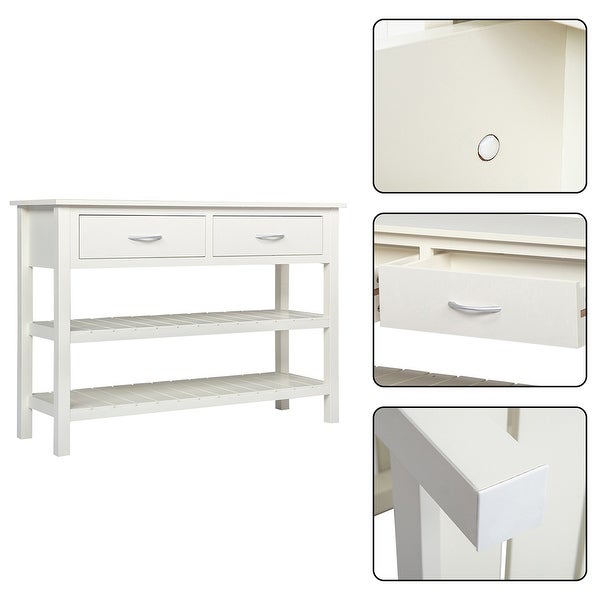 3-Tier Console Table with 2 Drawers， Sofa Table with Storage Shelves