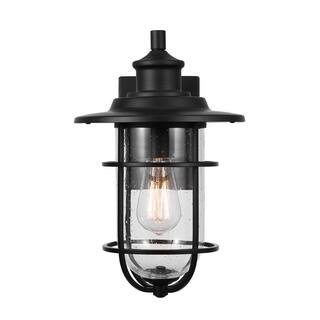 Hampton Bay Matte Black Modern Outdoor 1-Light Wall Sconce 44891