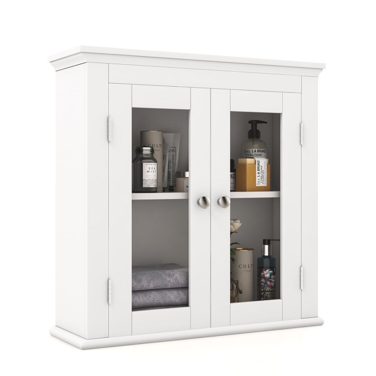 Wall Mounted Door Cabinet with 3 Level Adjustable Shelf White   20\