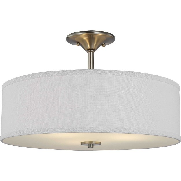 Progress Lighting Inspire Collection 3 light Semi flush Mount Graphite Summer Linen Shade