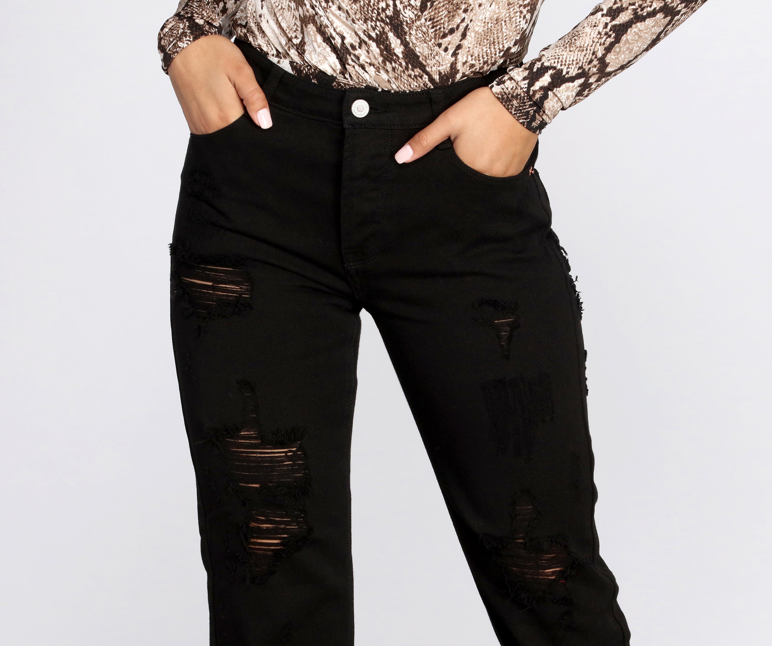 High Rise Distressed Skinny Jeans