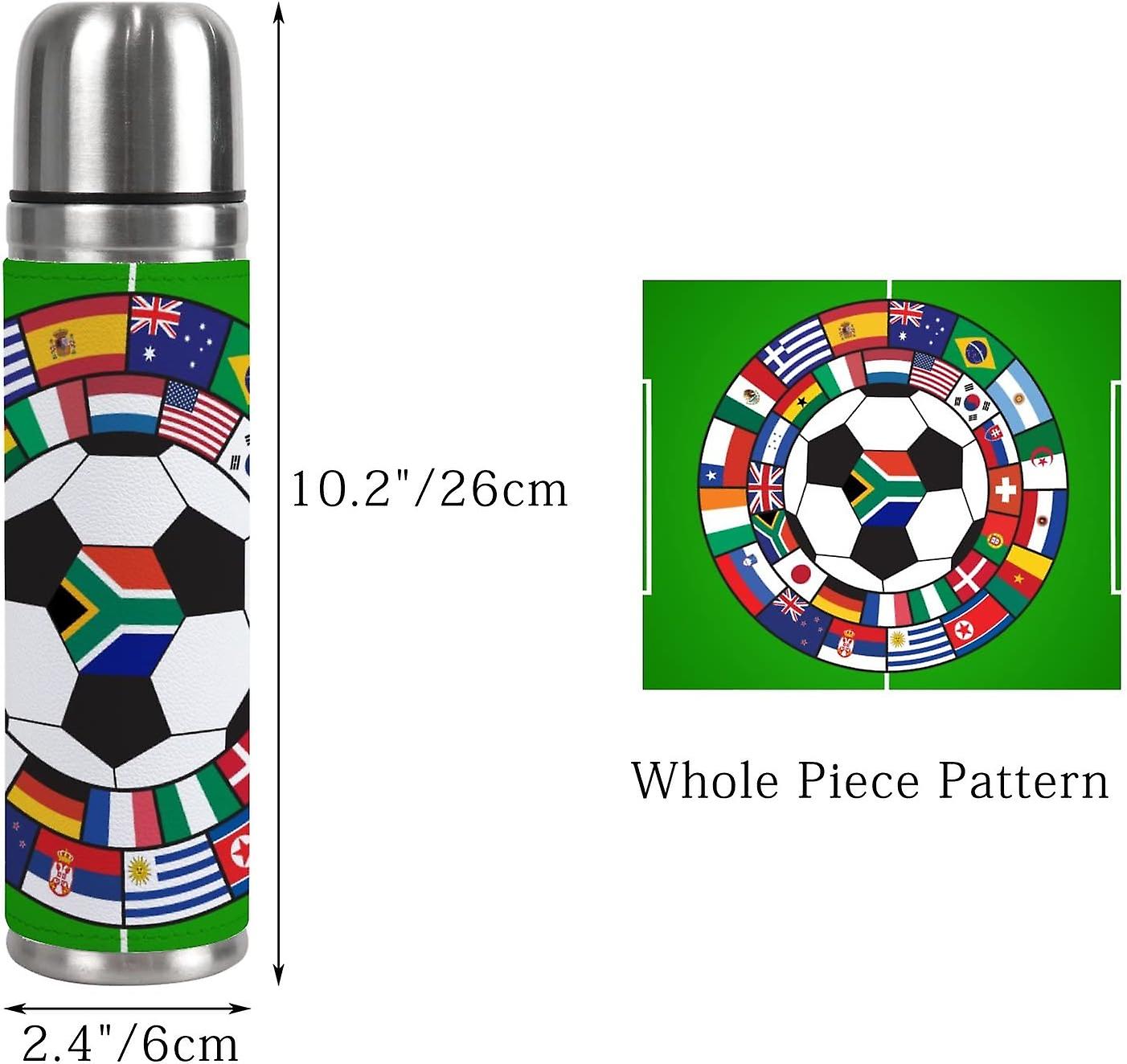 Insulated Mug Stainless Steel Water Bottle Soccer Field With The Ball And Flags Vacuum Cup Travel Mug For Office