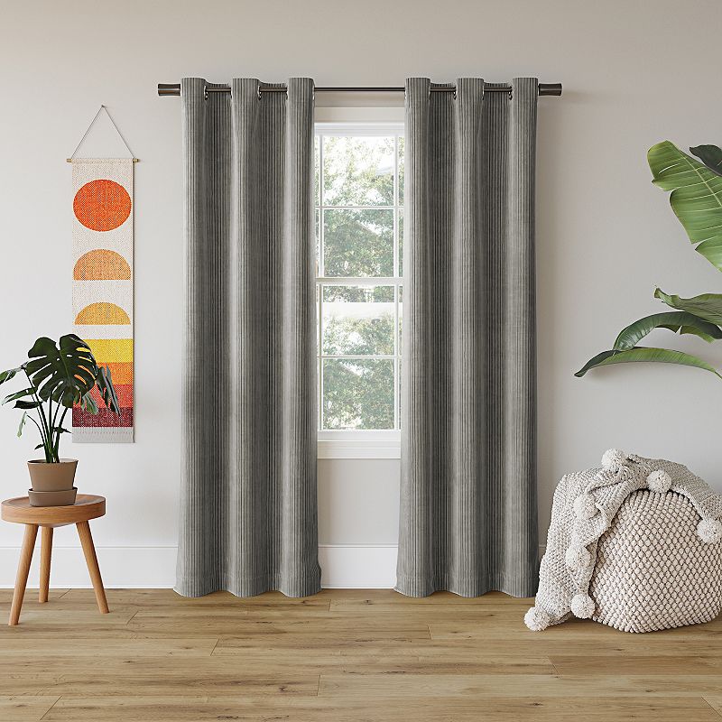 Sun Zero Cascade Pleated Velvet 100% Blackout Single Curtain Panel