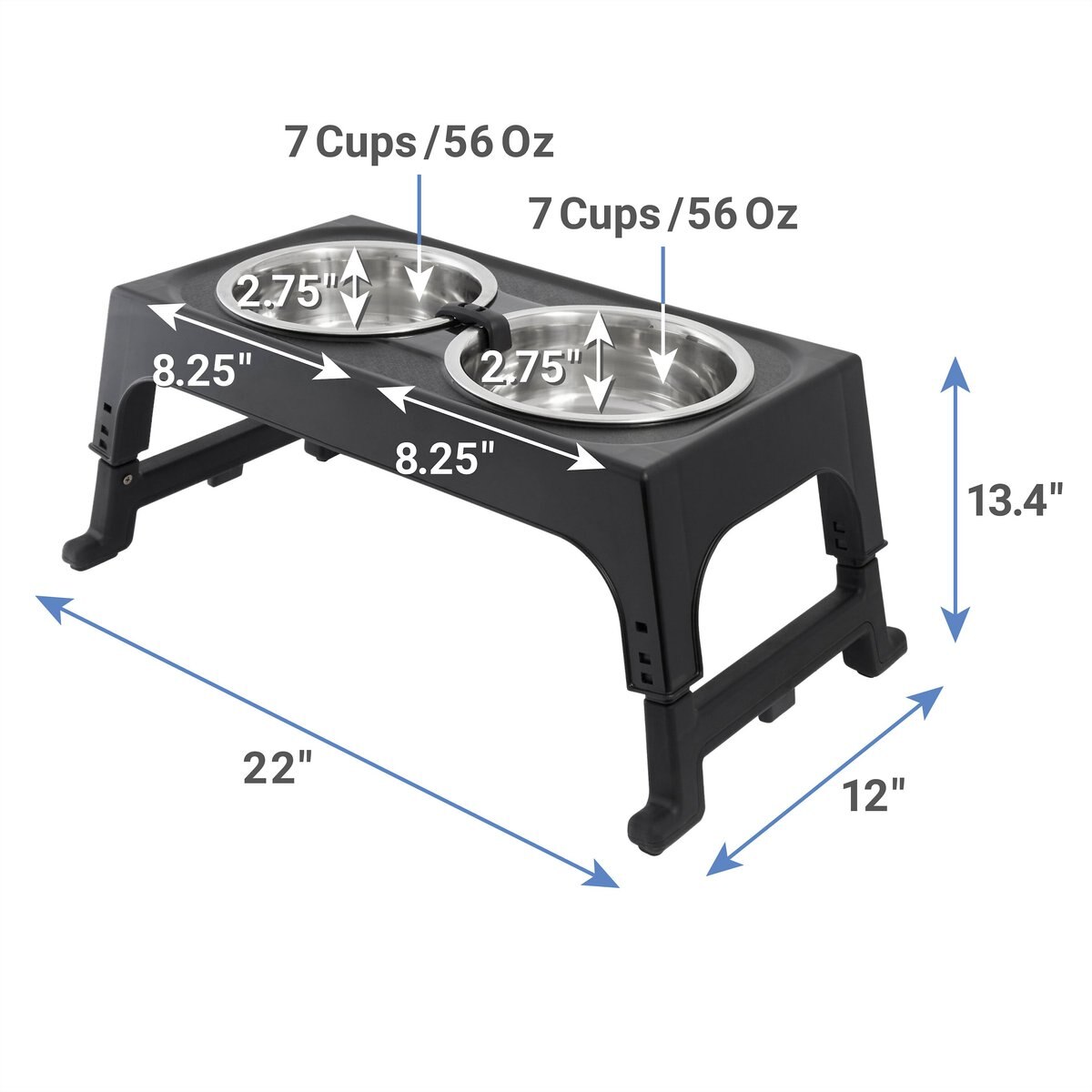 Frisco Stainless Steel Bowls with Adjustable Elevated Holder