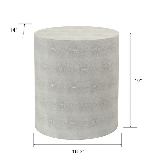 Dann Foley Lifestyle - Oval Side Table - Ivory Faux Leather Shagreen Finish