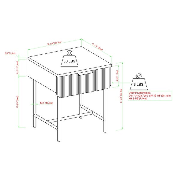 Middlebrook Designs Minimal Fluted-Door Side Table