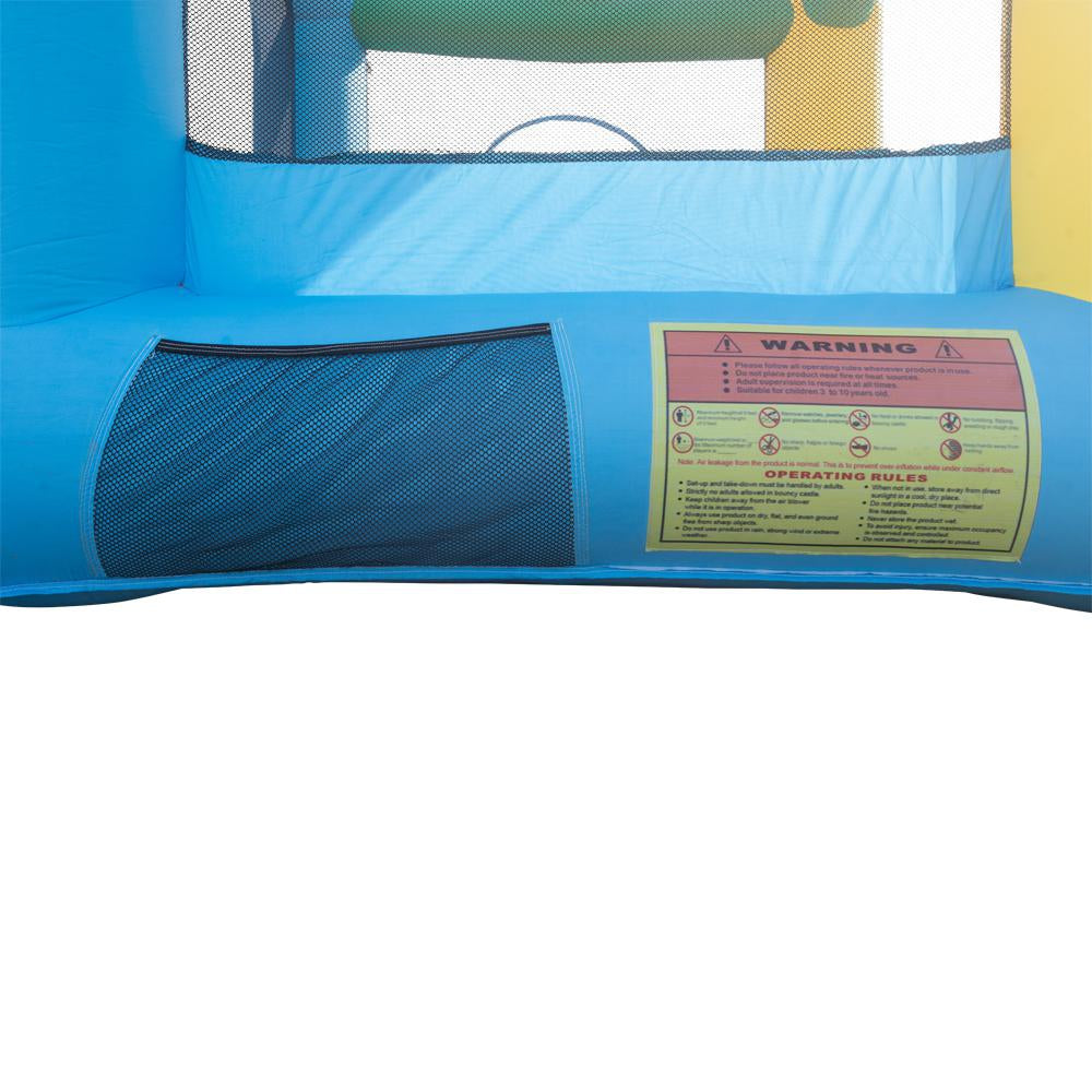 Inflatable Bounce House with Slide, Jumping Castle with Blower and Wave Pool, Inflatable Bouncer Playhouse with Basketball Rim for Kids