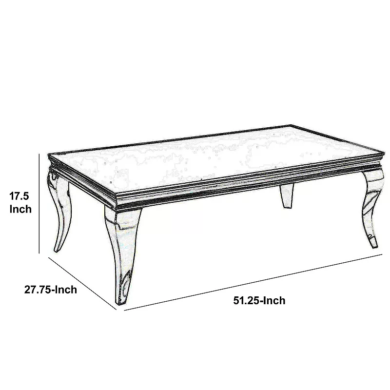 Modern Metal Frame Coffee Table with Beveled Glass Top， Black and Silver