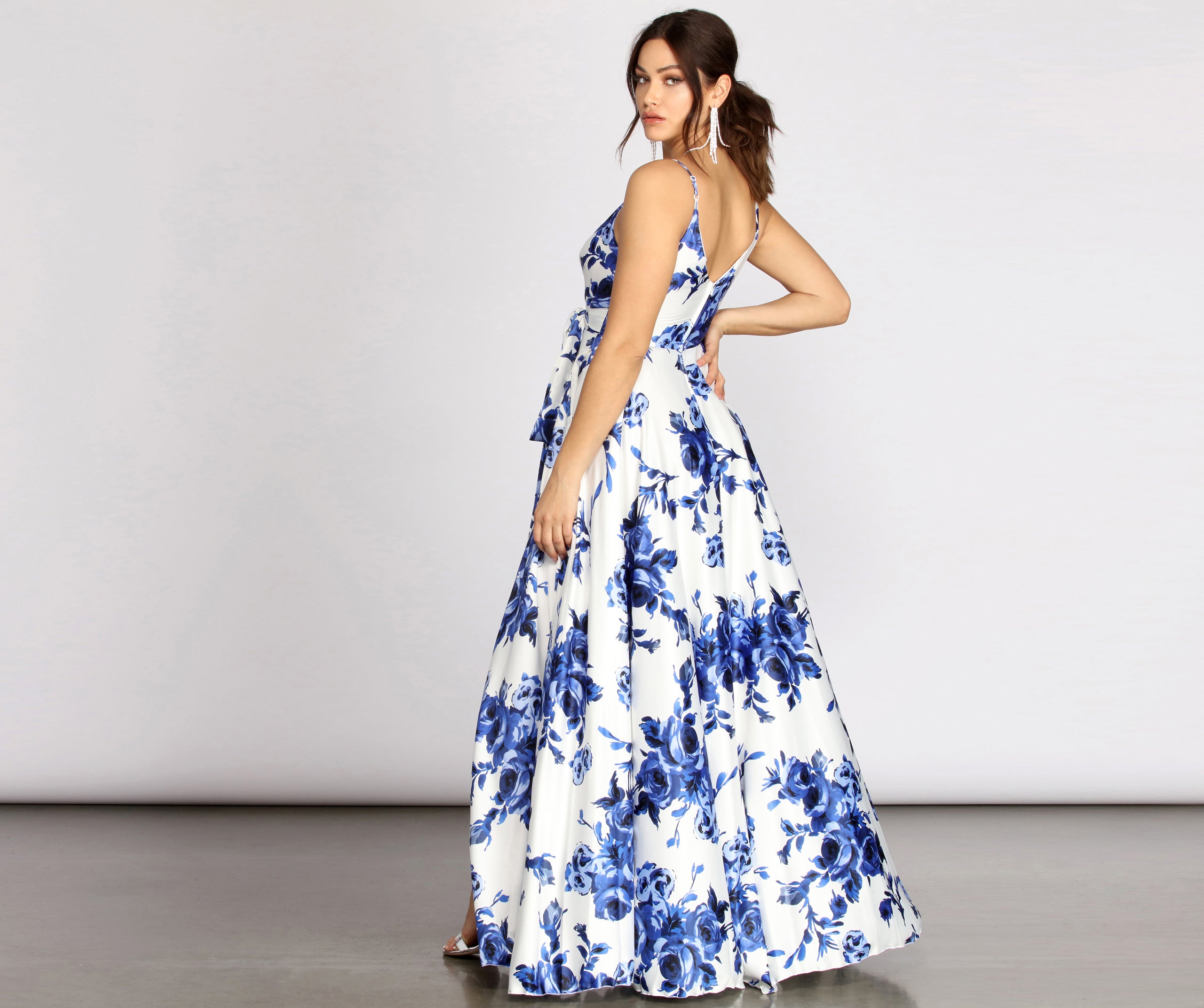 Brielle Formal Floral Satin Dress