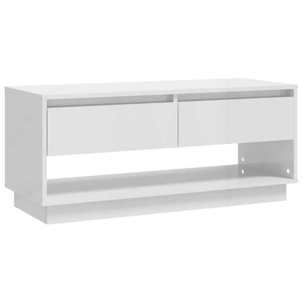 Tv Cabinet High Gloss White 102x41x44 Cm Engineered Wood