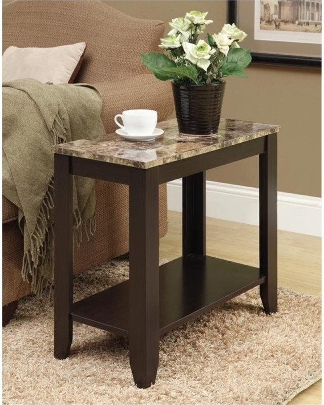 Pemberly Row Contemporary Wood and Stone End Table in Laminate Brown/Beige   Transitional   Side Tables And End Tables   by Homesquare  Houzz