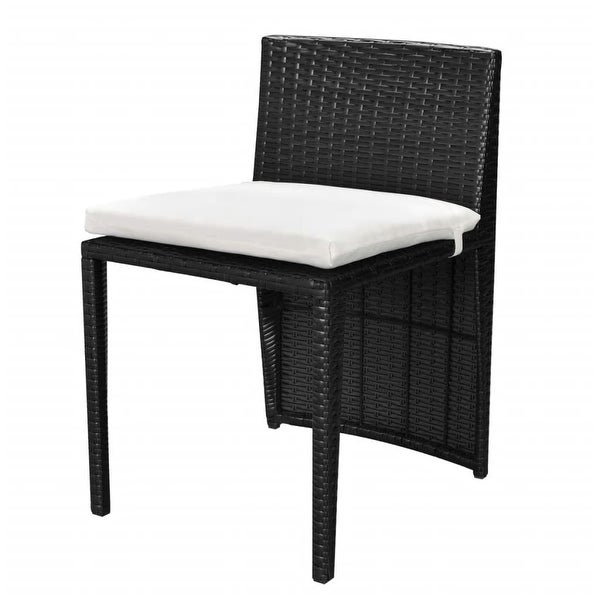 3 Piece Bistro Set with Cushions Poly Rattan Black - Overstock - 35848183