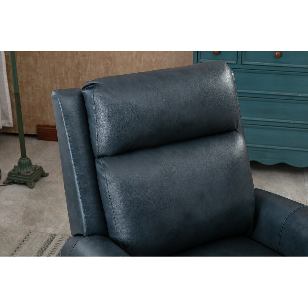 33.5 inch Wide Genuine Leather Manual Recliner  Perfect for Small Spaces  Comfortable and Stable  Easy Assembly