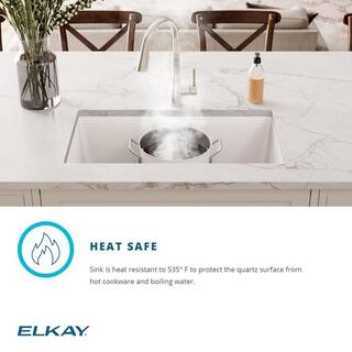 Elkay Quartz Classic Greystone Quartz 33 in. 6040 Double Bowl Undermount Kitchen Sink with Aqua Divide ELGULBO3322GS0