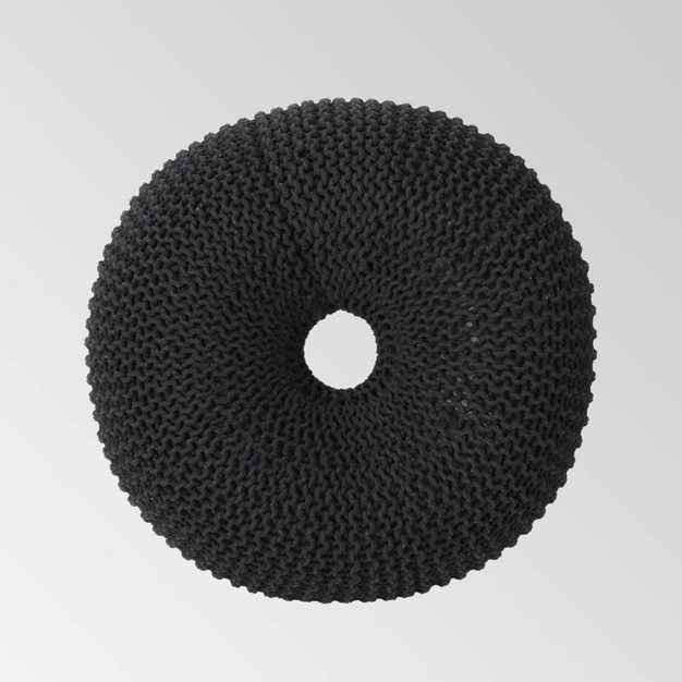 Burley Knitted Donut Pouf Dark Gray Christopher Knight Home