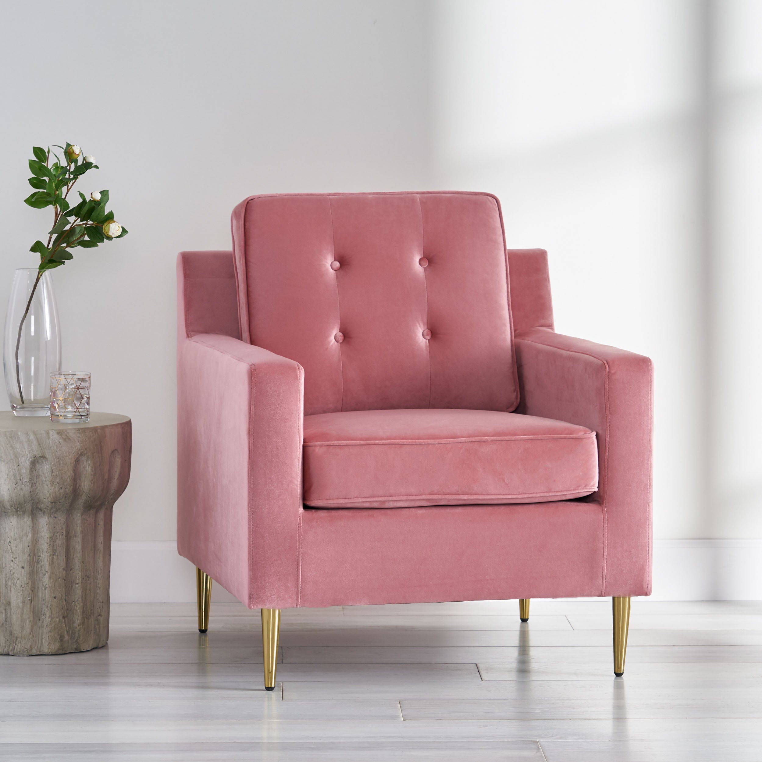 Taylea Modern Glam Tufted Velvet Club Chair