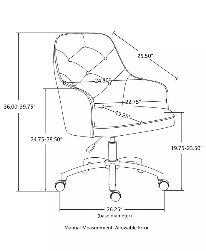 Glitzhome 39.75 H Velvet Gaslift Adjustable Swivwl Office Chair Desk Chair