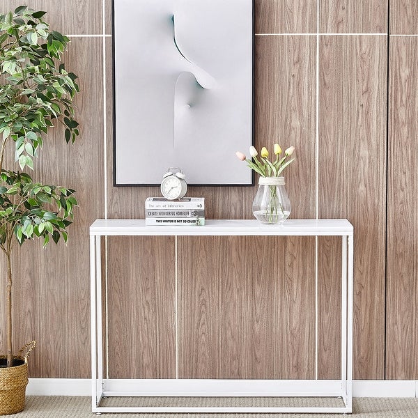 Modern Multifunctional Faux Marble Tabletop Console Table for Entryway