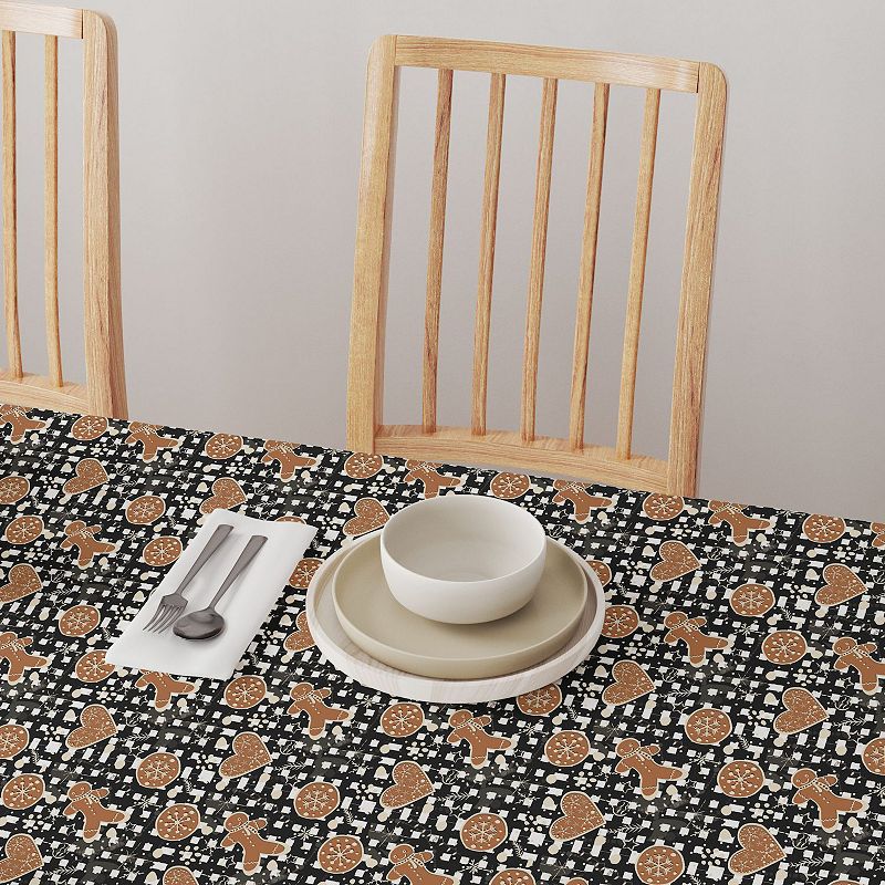 Square Tablecloth， 100% Polyester， 60x60， Gingerbread Plaid