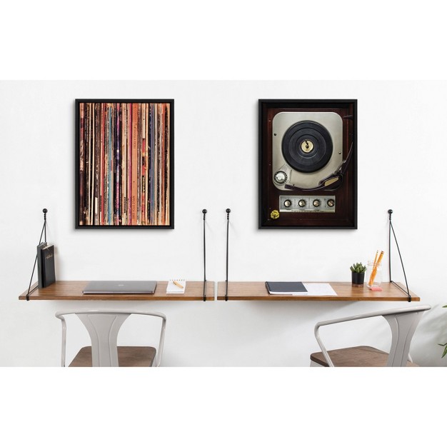 X 24 quot Sylvie Records Framed Canvas By Robert Cadloff Of Bomobob Black Kate amp Laurel All Things Decor